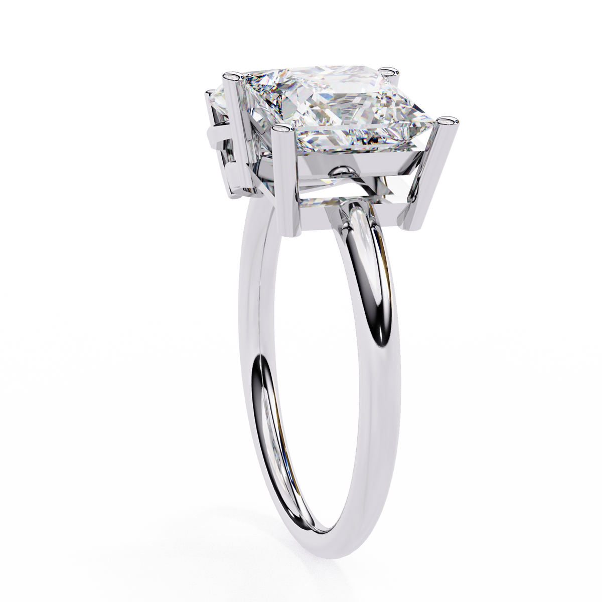 Diamond ring with a large central gemstone on a white background