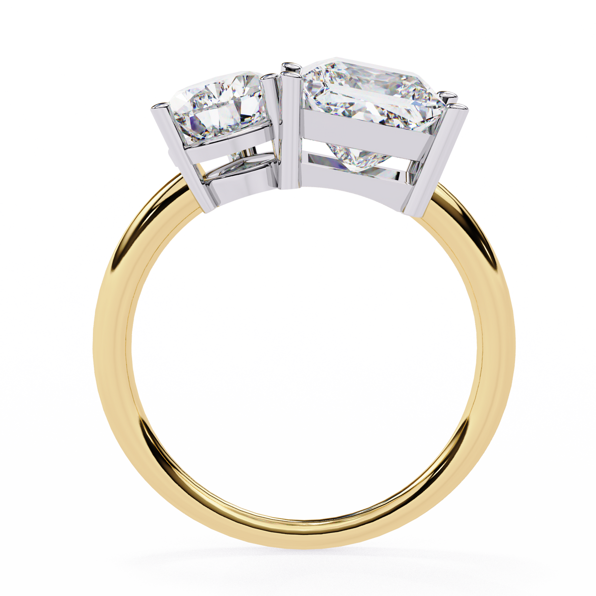 Gold ring with a diamond on a white background