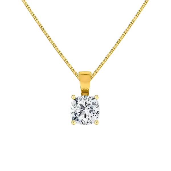 Cushion Cut Lab Diamond 4 Claw Drop Pendant