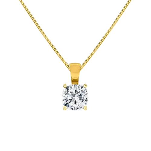 Cushion Cut Lab Diamond 4 Claw Drop Pendant