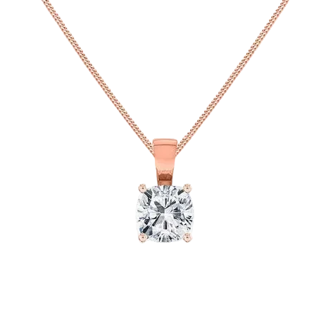 Cushion Cut Lab Diamond 4 Claw Drop Pendant