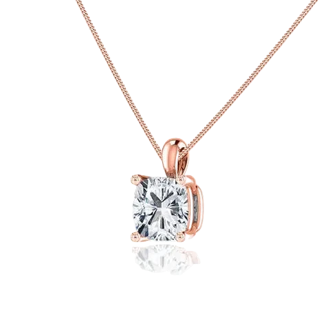 Cushion Cut Lab Diamond 4 Claw Drop Pendant