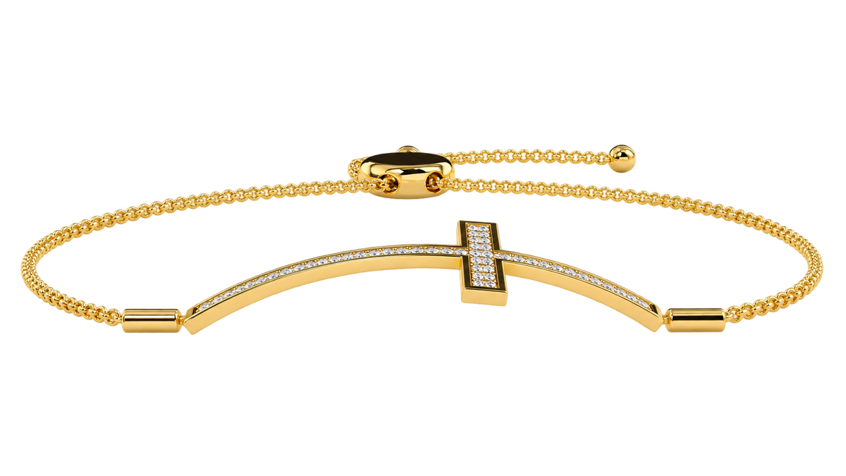 Round Lab Grown Diamond Curved Cross Bracelet 0.33 CT