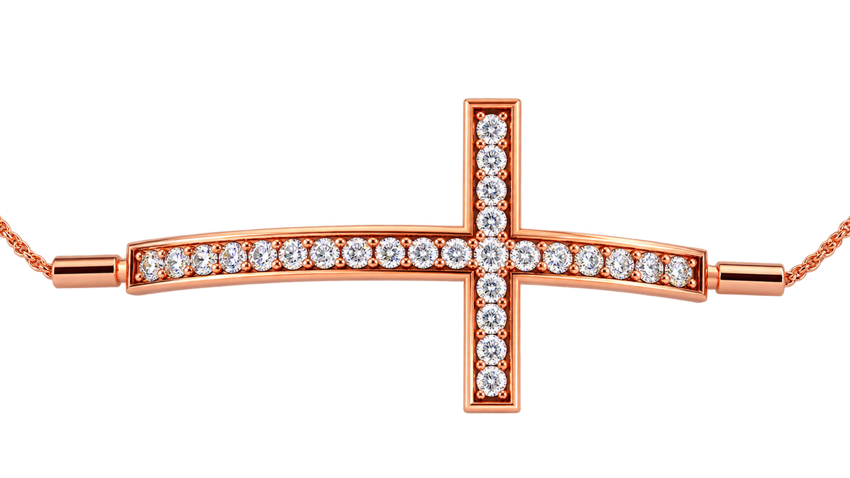 Round Lab Grown Diamond Curved Cross Bracelet 0.33 CT