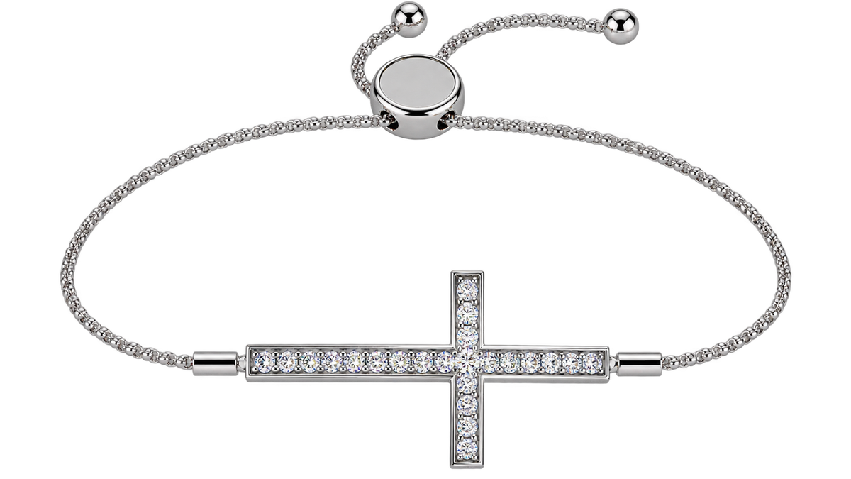 Round Lab Grown Diamond Curved Cross Bracelet 0.33 CT