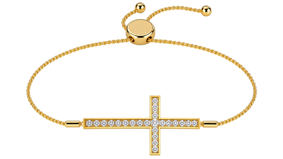 Round Lab Grown Diamond Curved Cross Bracelet 0.33 CT