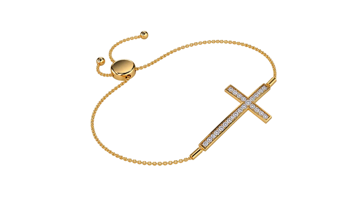 Round Lab Grown Diamond Curved Cross Bracelet 0.33 CT