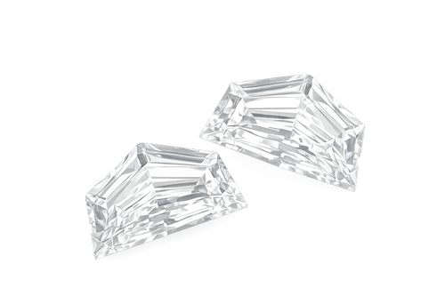 Two clear Cadillac-cut diamonds on a plain white background.
