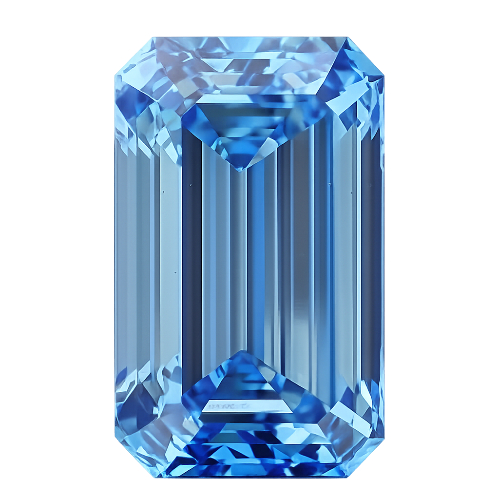 Emerald Cut Lab Grown Fancy Vivid Blue  Diamond 1 CT
