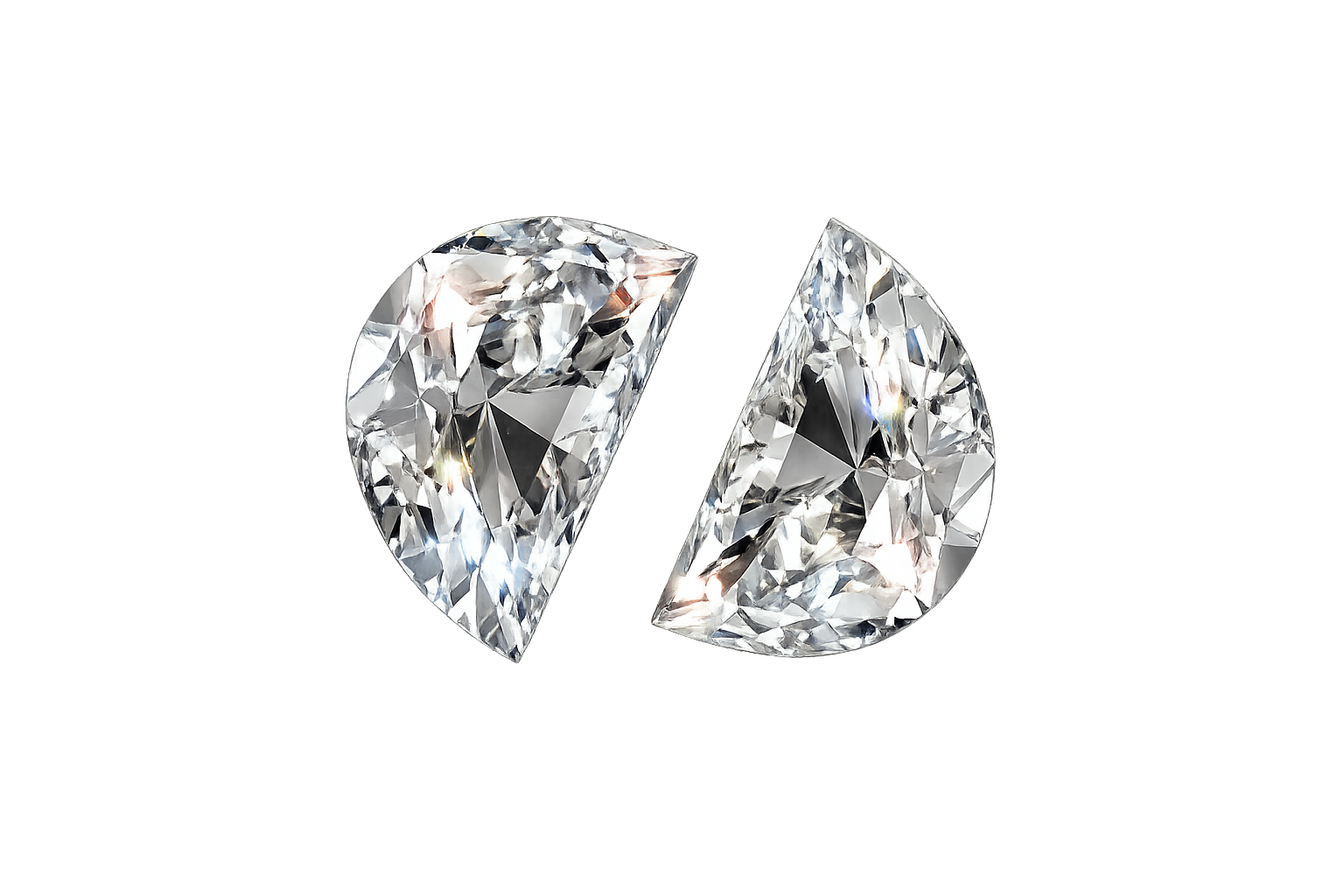 Half-Moon Cut Matching Pair Lab Grown Diamond 1 CT (TDW 2CT)