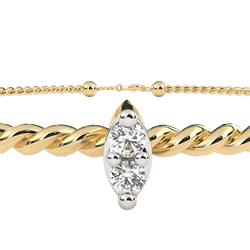 Round Lab-Grown Diamond Twisted Cable Open Cuff Bangle 0.01 CT