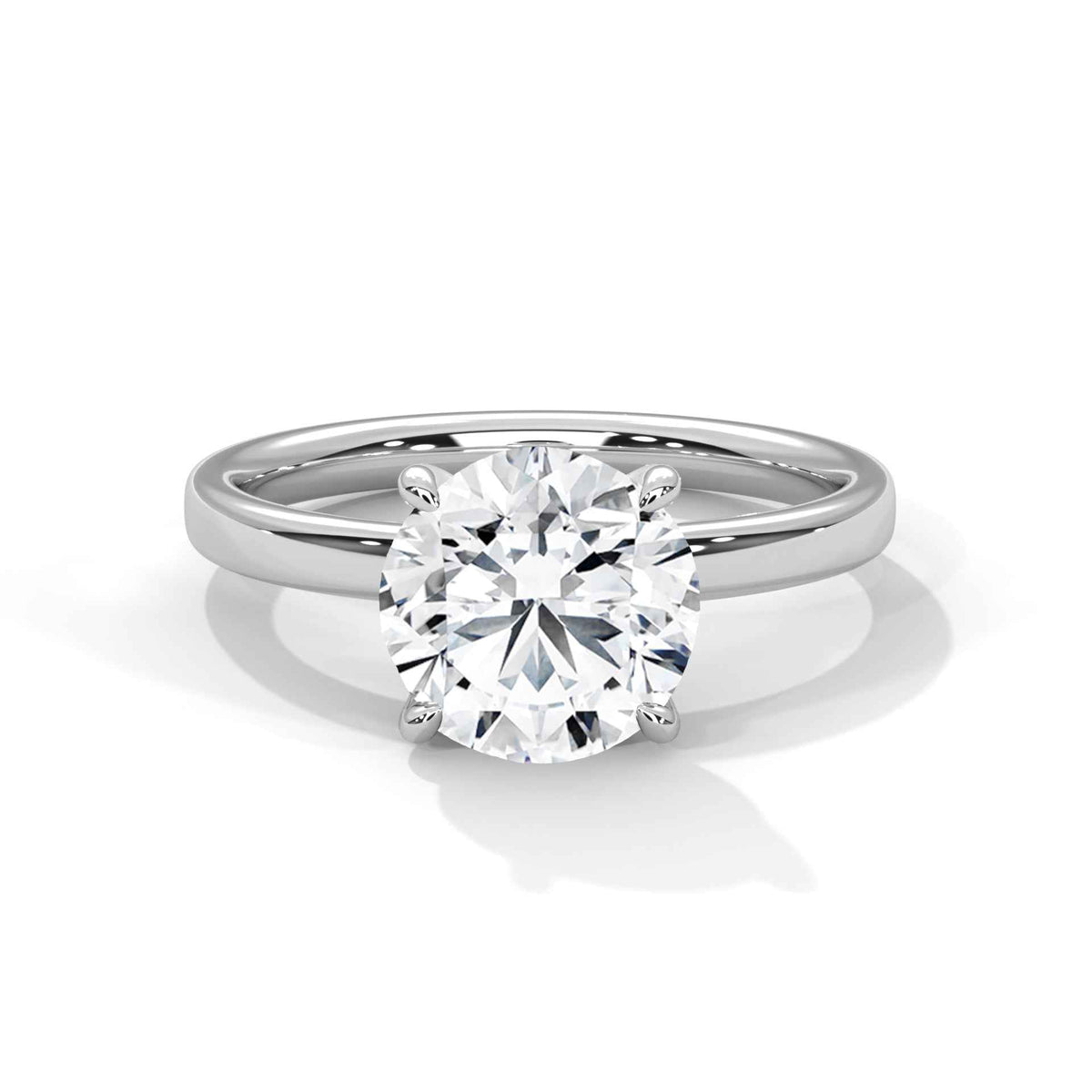 Round Cut Solitaire Engagement Ring with Four-Prong Setting