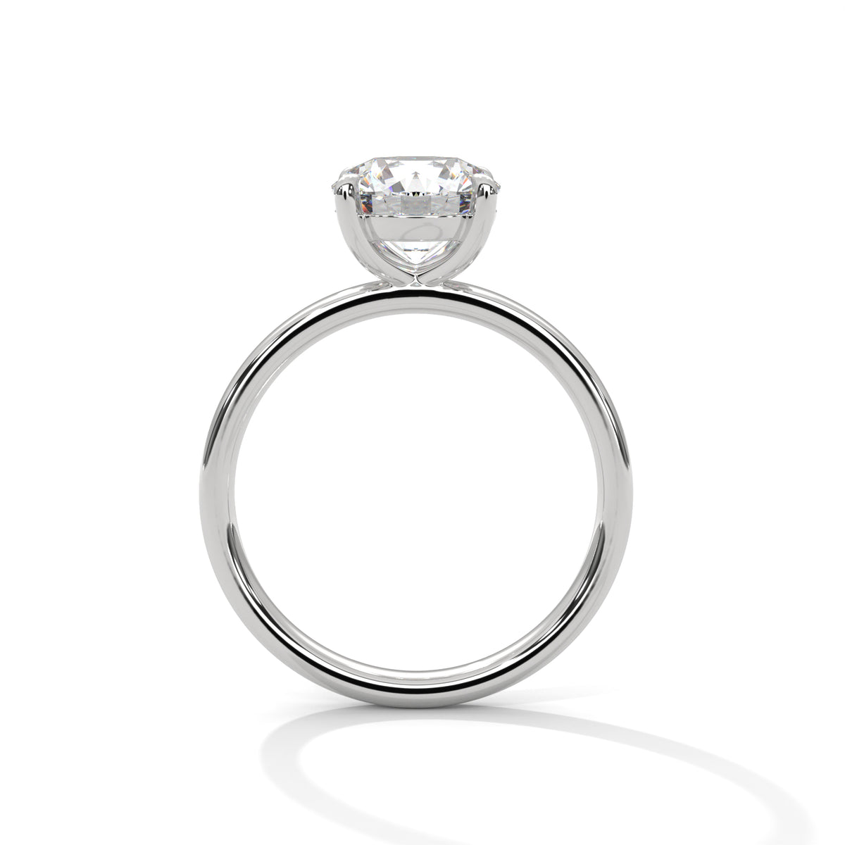 Silver ring with a diamond on a white background