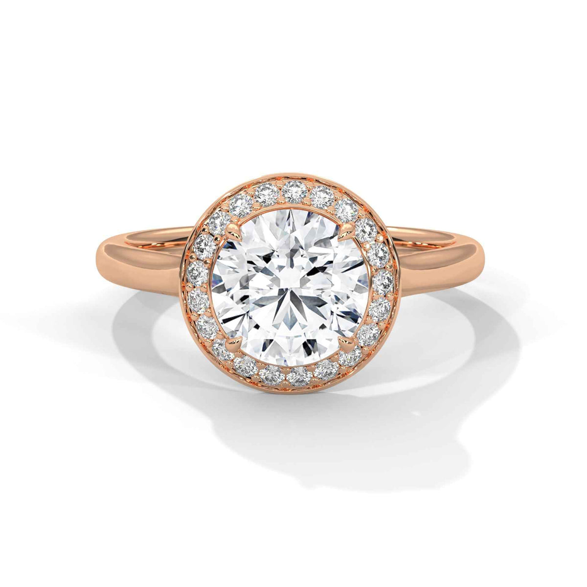 Round Cut Cathedral Floating Halo Engagement Ring
