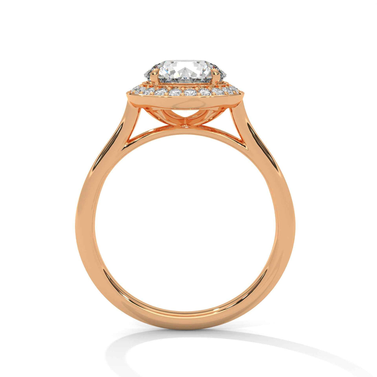 Round Cut Cathedral Floating Halo Engagement Ring