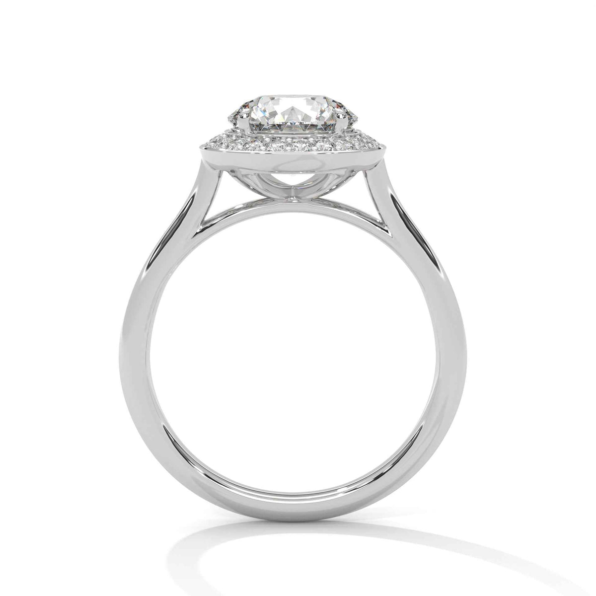Round Cut Cathedral Floating Halo Engagement Ring