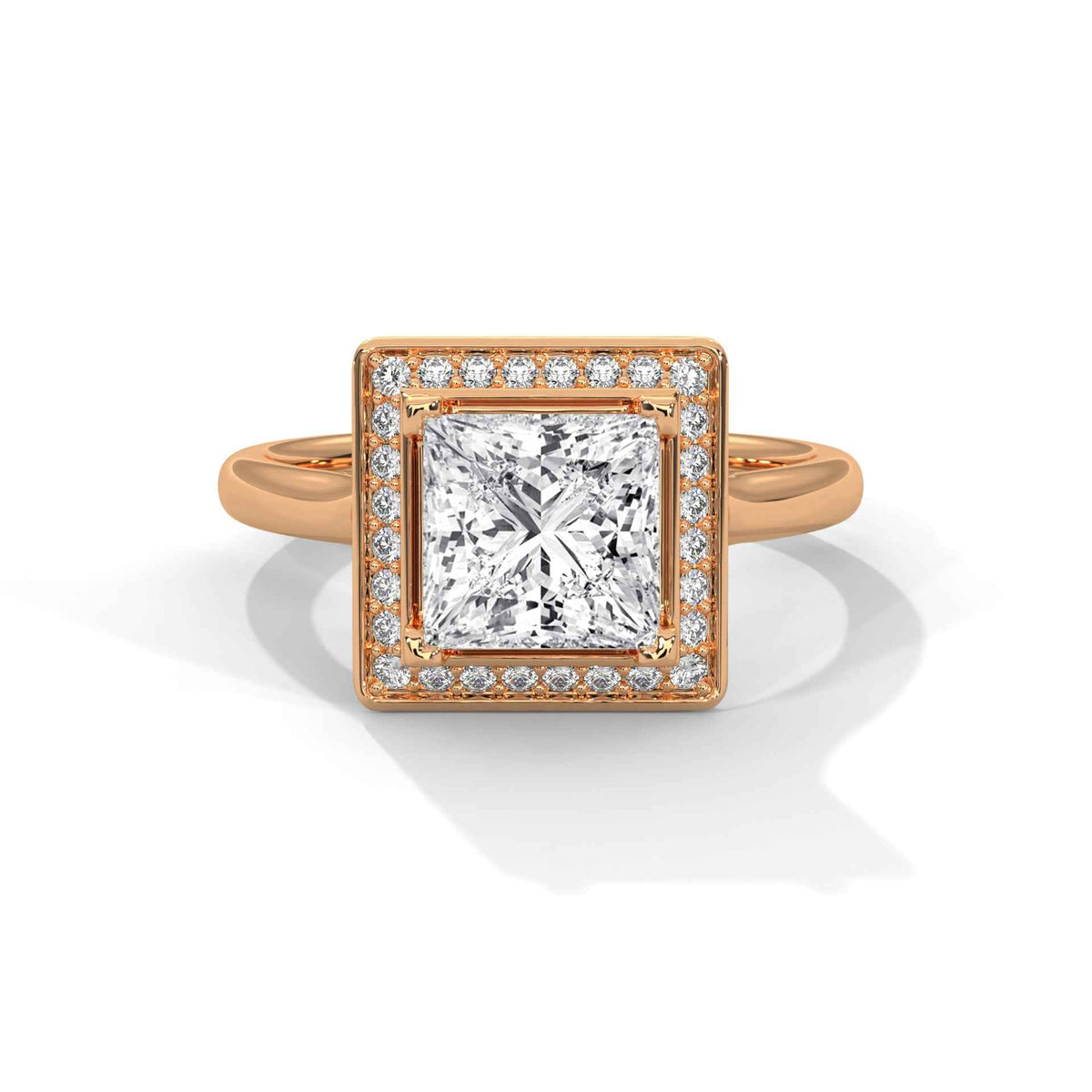 Princess Cut Lab Grown Diamond Halo Engagement Ring