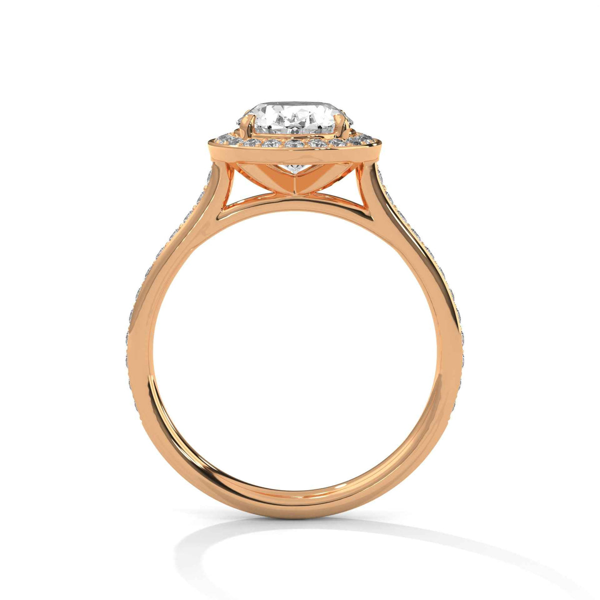Oval Cut Diamond Halo Engagement Ring with Sparkling Pavé Band