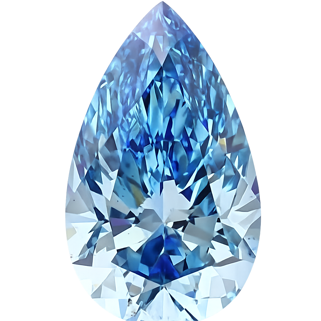 Pear Cut Lab Grown Fancy Vivid Blue Diamond 1 CT
