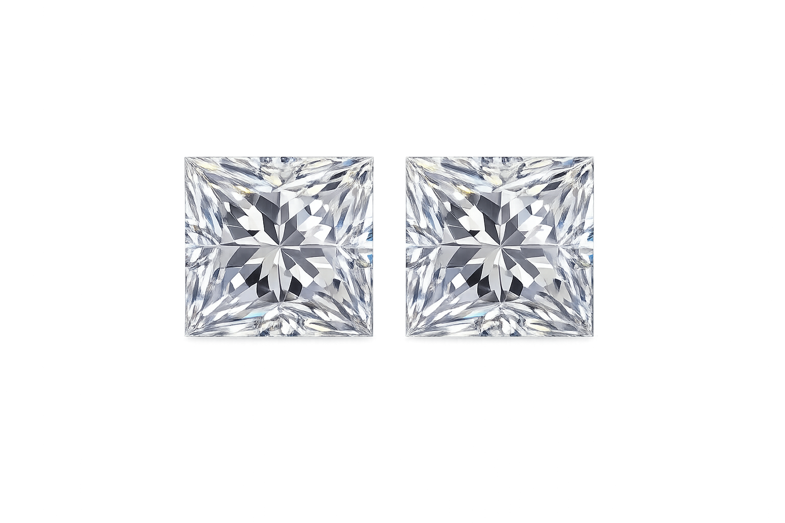 Princess Cut Matching Pair Lab Grown Diamond 1 CT (TDW 2CT)