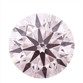 A round brilliant-cut diamond shown from above on a plain white background, displaying its characteristic geometric facets.