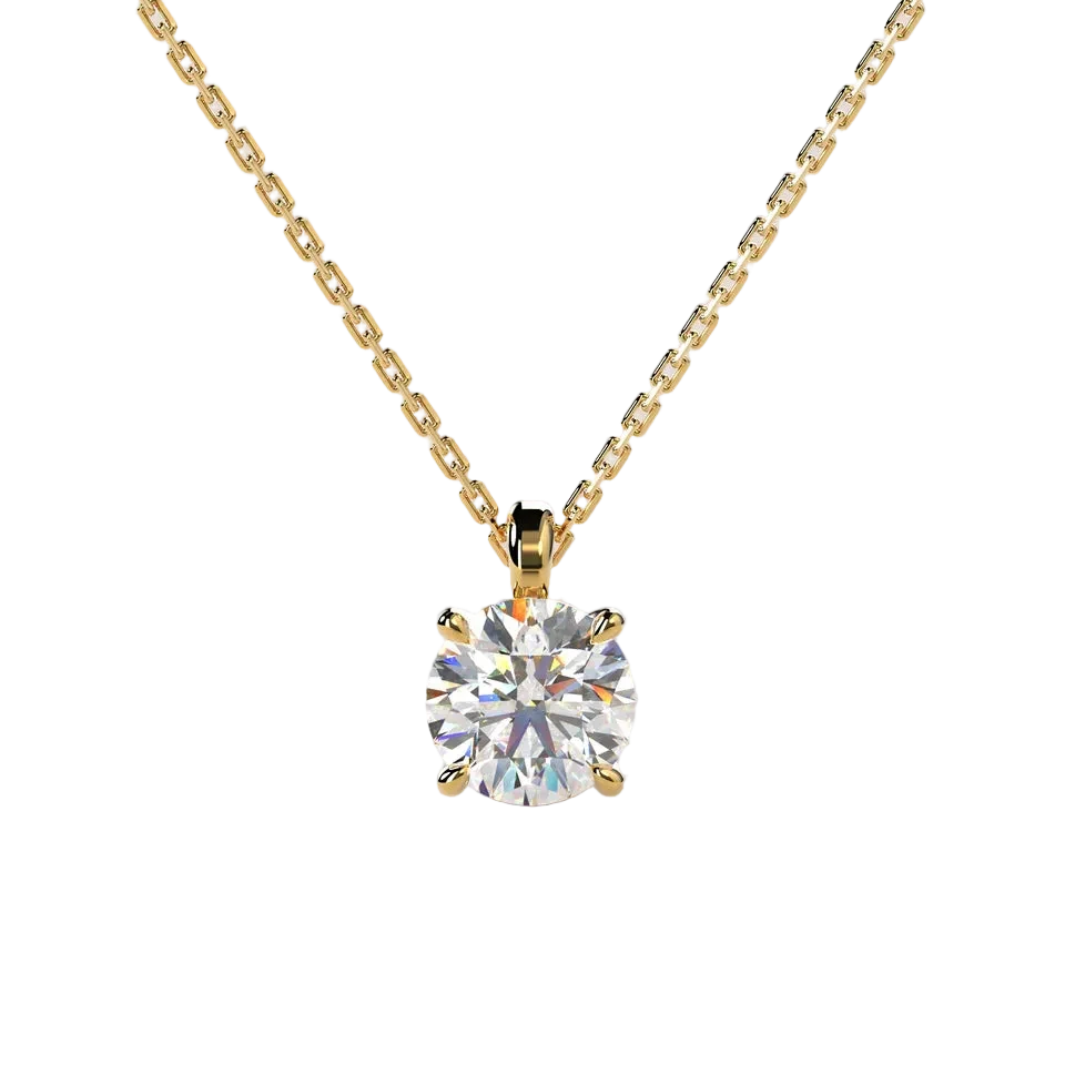 Round Lab Grown Diamond 2CT Solitaire Diamond Pendant