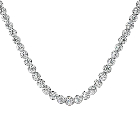 Round 20.35CT Lab Grown Graduating Tennis Necklace