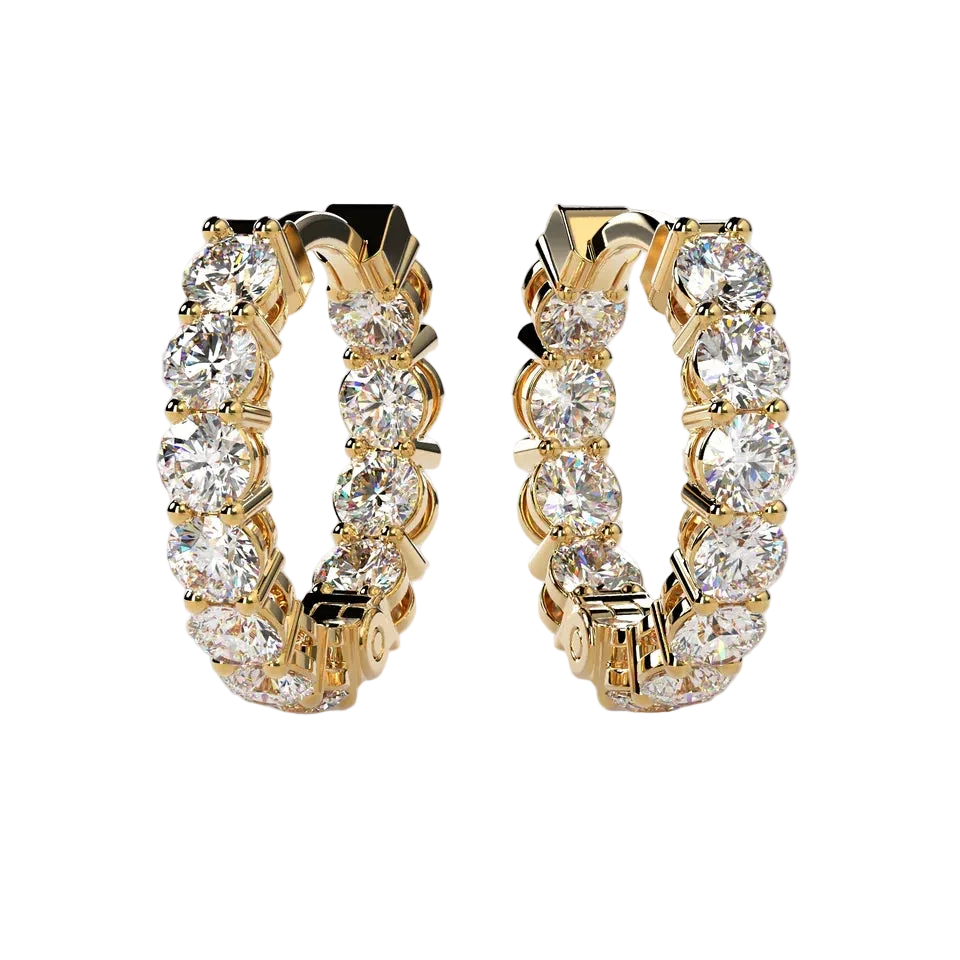 Round 2.22 CT Lab Grown Diamond Hoop Earrings