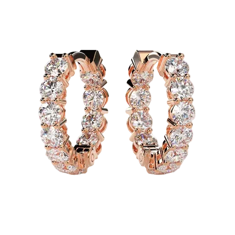 Round 2.22 CT Lab Grown Diamond Hoop Earrings