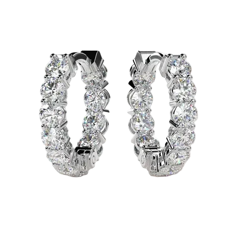 Round 2.22 CT Lab Grown Diamond Hoop Earrings