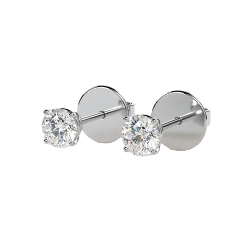 Round 4 CT Lab Grown Diamond Each 4 Prong Diamond Studs