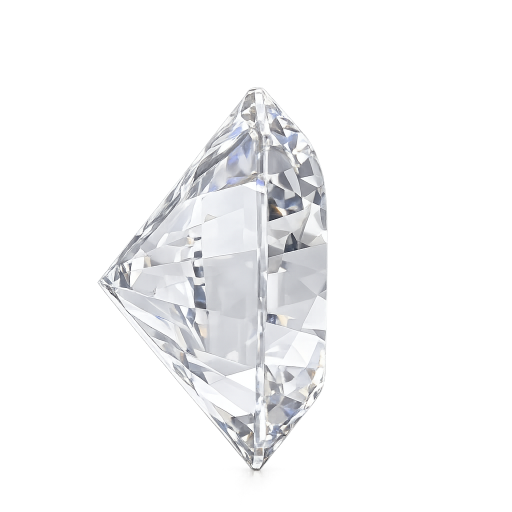 A single clear faceted gemstone with a pointed triangular shape, shown on a plain white background.