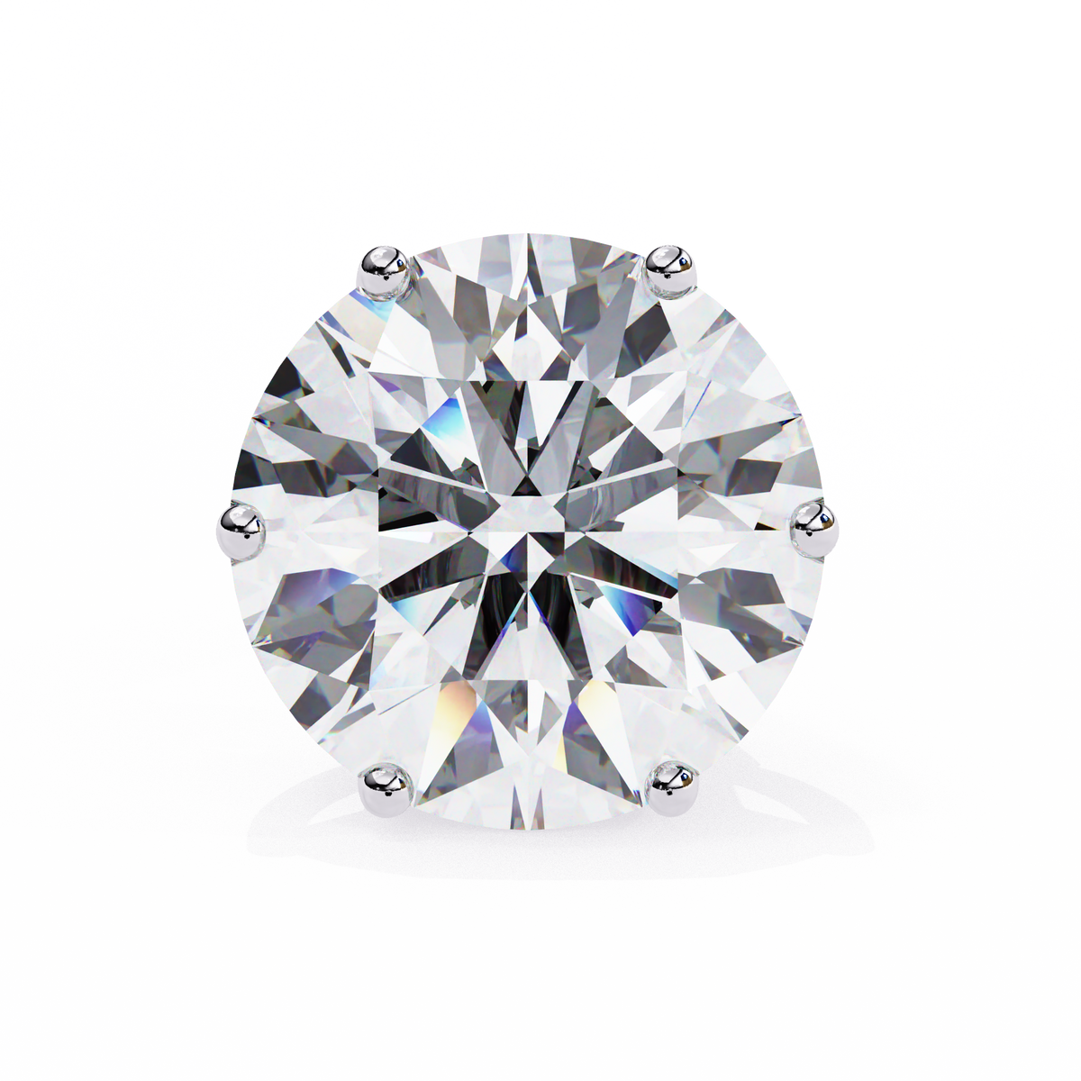 Round diamond with six prongs on a white background