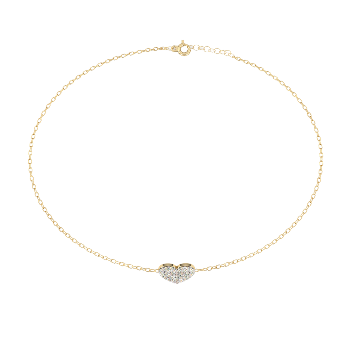 Rose gold necklace with a heart-shaped pendant on a white background