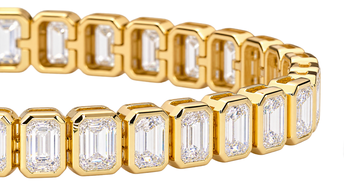 Emerald Cut Lab Grown Diamond Tennis Bracelet 8.68 CT