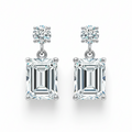Emerald Cut Drop Earrings – Dual Stone Design