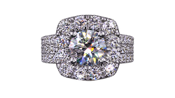Round Lab Grown Diamond Halo Multi-Row Statement Ring