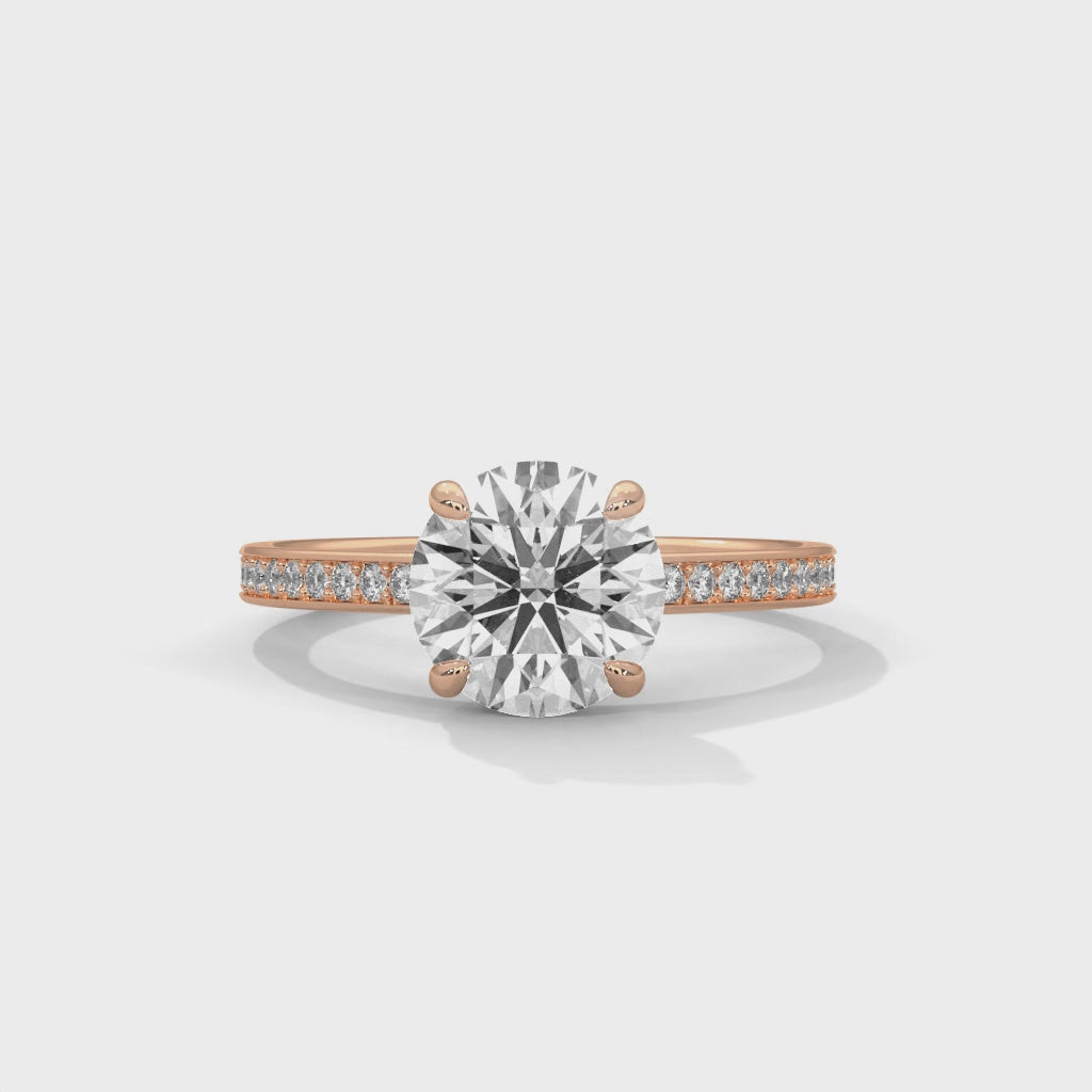 Round Brilliant Pavé Solitaire Engagement Ring