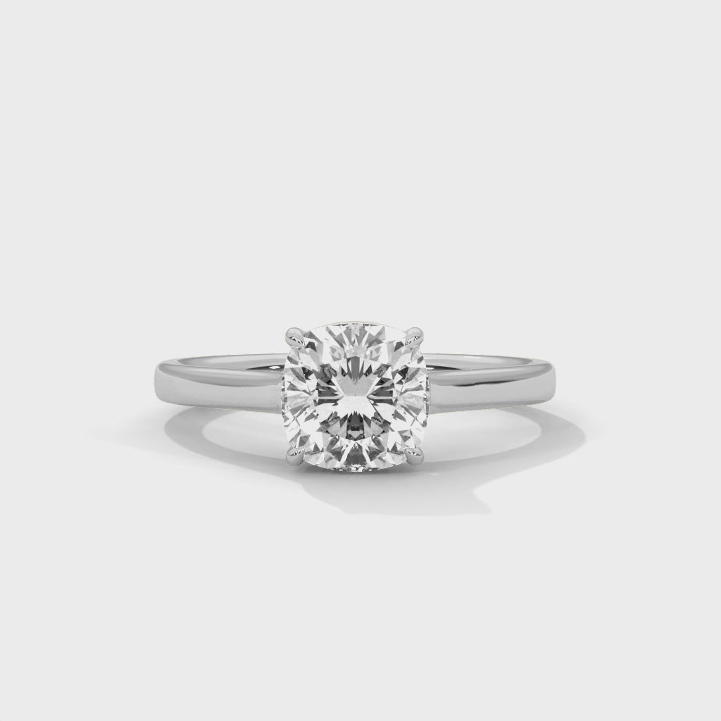 Cushion Square Cathedral Solitaire Engagement Ring
