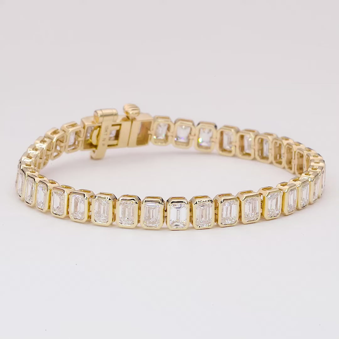 Emerald Cut Lab Grown Diamond Tennis Bracelet 8.68 CT