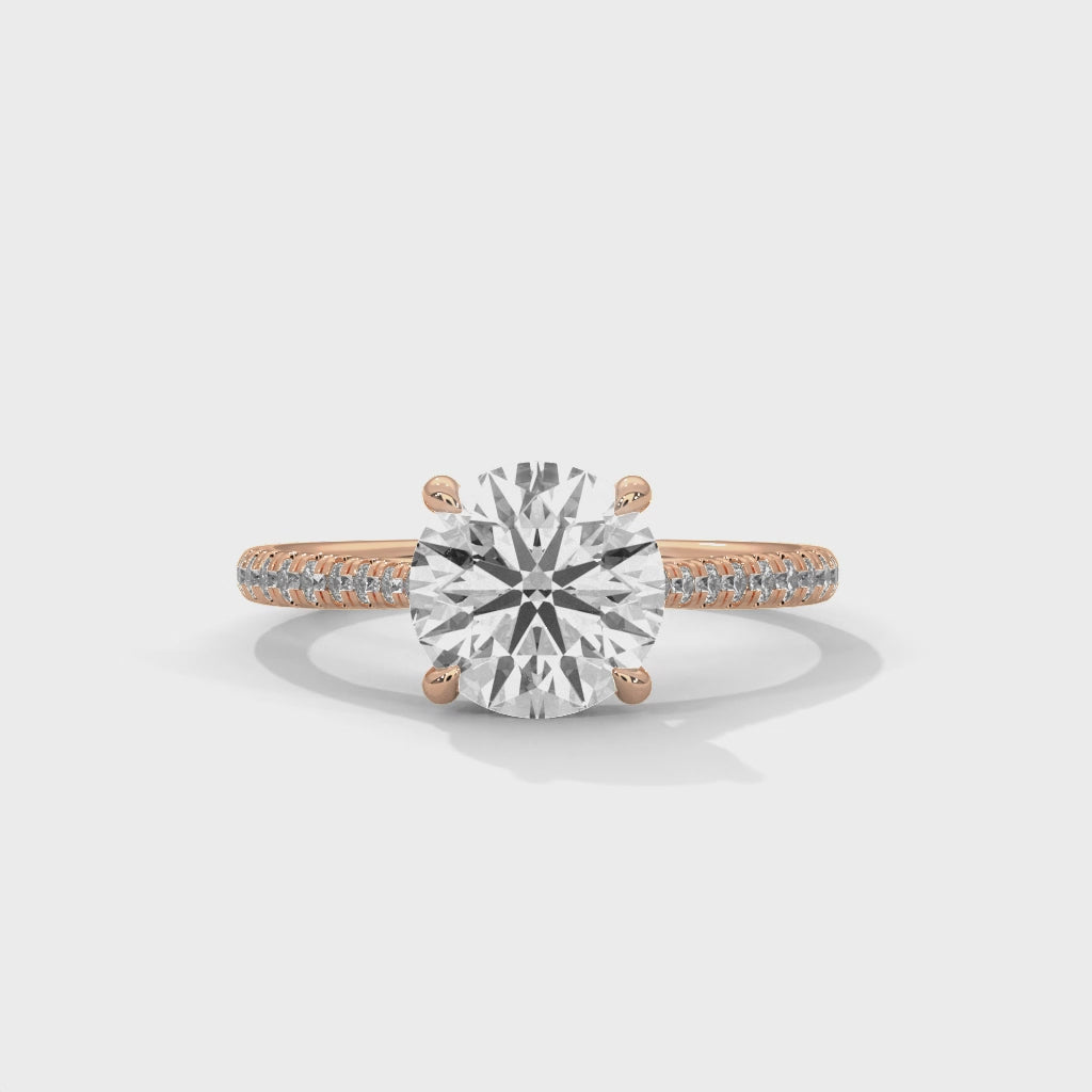 Round Brilliant Pavé Solitaire Engagement Ring