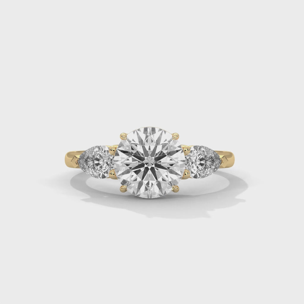 Three-Stone Round & Pear Diamond Engagement Ring