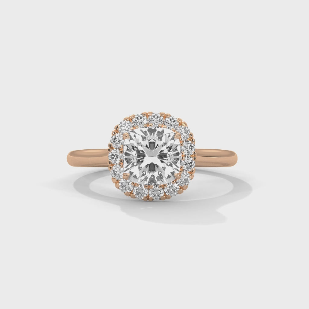 Cushion Cut Lab-Grown Diamond Halo Engagement Ring