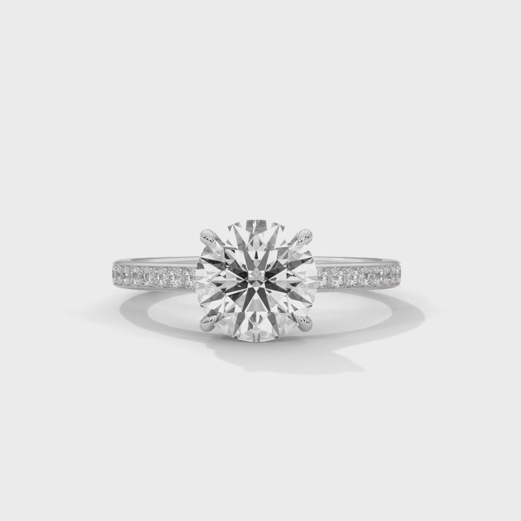 Round Cut Lab Grown Diamond Micro-Pavé Engagement Ring 1.58 CT