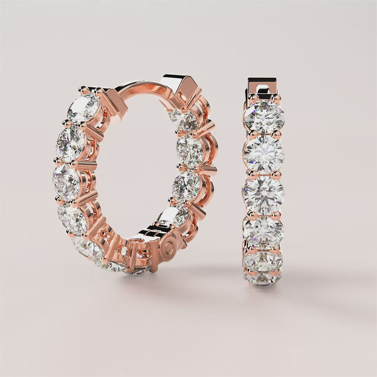 Round 2.22 CT Lab Grown Diamond Hoop Earrings