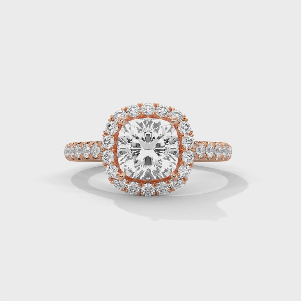 Cushion Halo Cathedral Engagement Ring