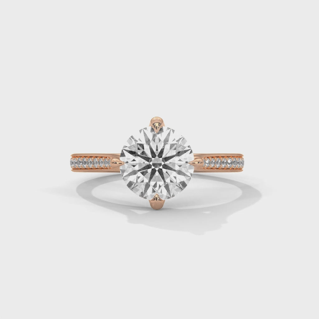 Round Brilliant Pavé Cathedral Solitaire Engagement Ring