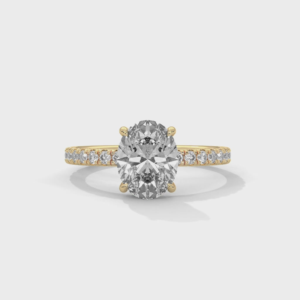 Oval Solitaire Hidden Halo Engagement Ring