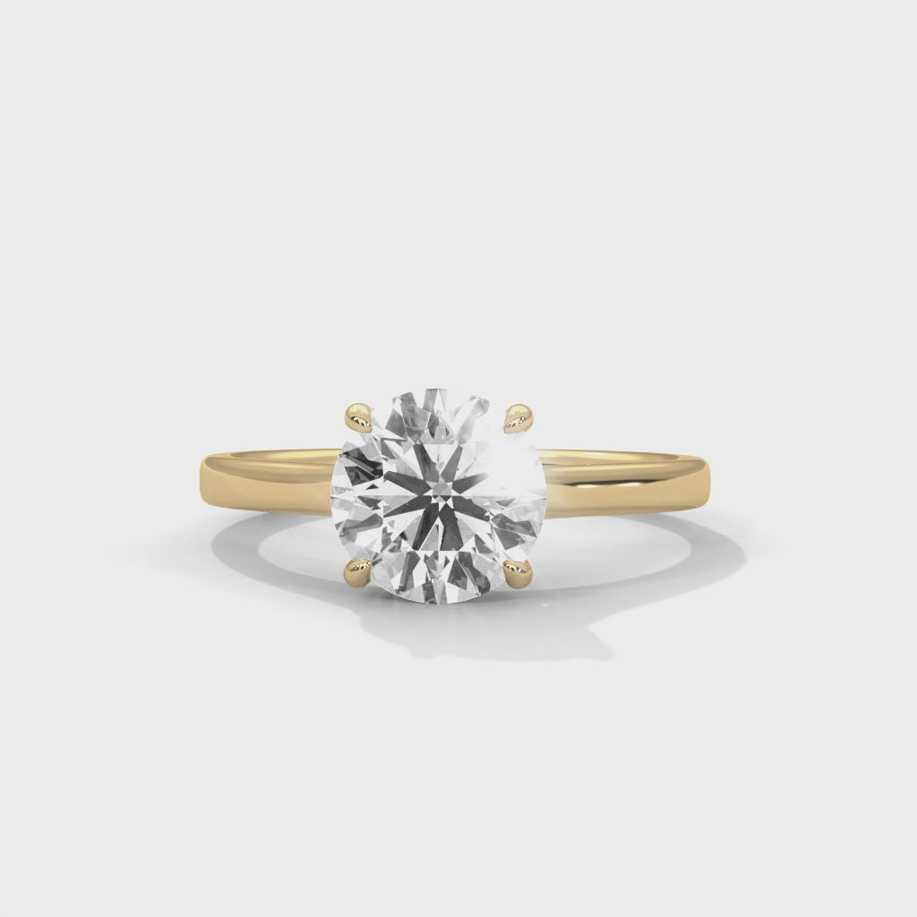 Round Brilliant Cathedral Solitaire Engagement Ring
