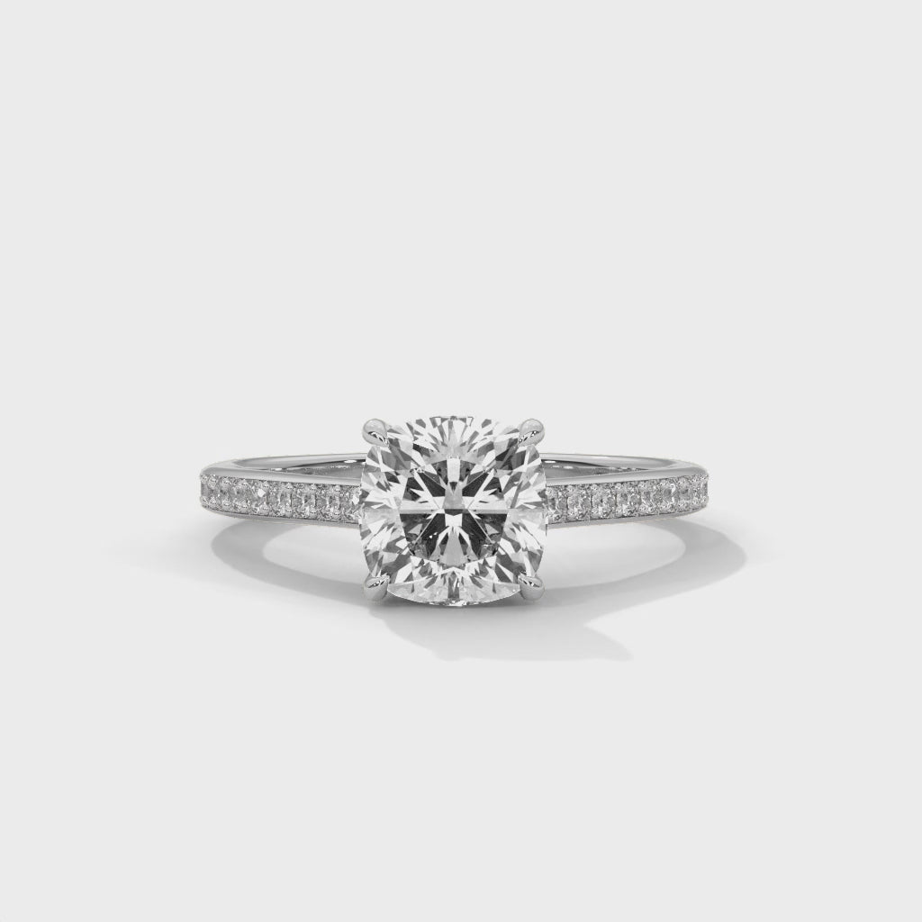 Cushion Cut Lab Grown Diamond Micro-Pavé Engagement Ring 2.24 CT